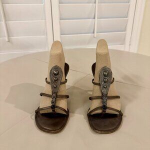 Manolo Blahnik Bronze Leather Heeled Sandals Size 36 (US 6)